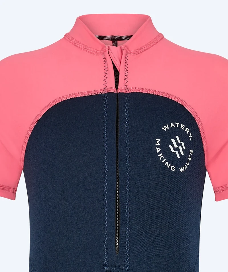 Watery UV Neoprenanzug für Kinder - Calypso Shorty - Koralle/Dunkelblau