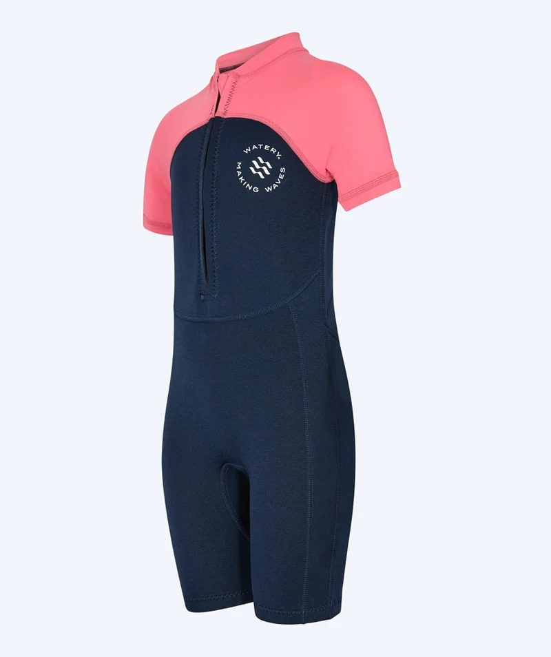Watery UV Neoprenanzug für Kinder - Calypso Shorty - Koralle/Dunkelblau