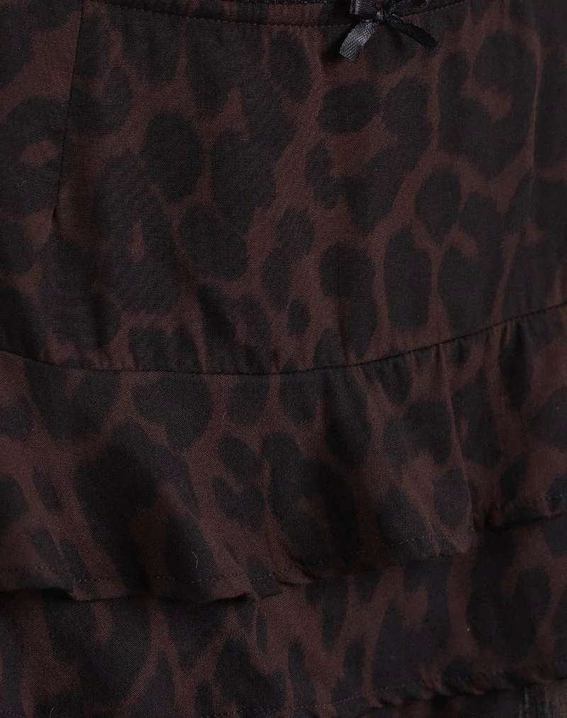 Camigi Minirock in Braun mit Jaguar-Print