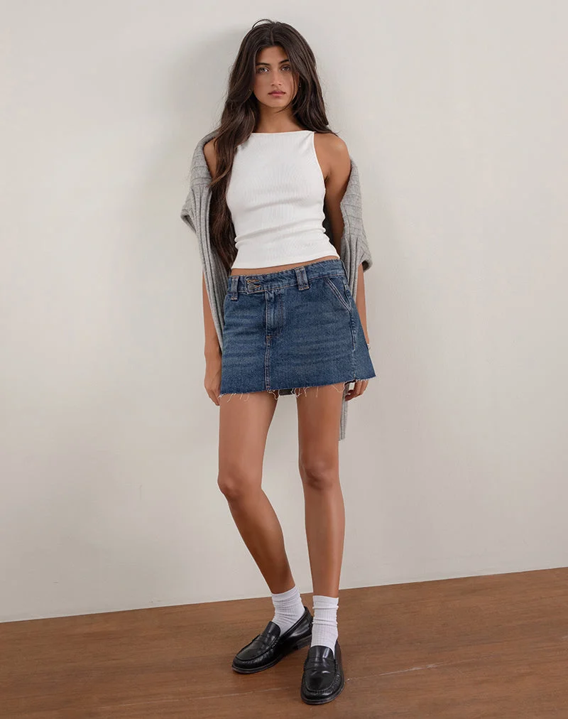 Starrer Micro-Denim-Rock in Heritage Blau