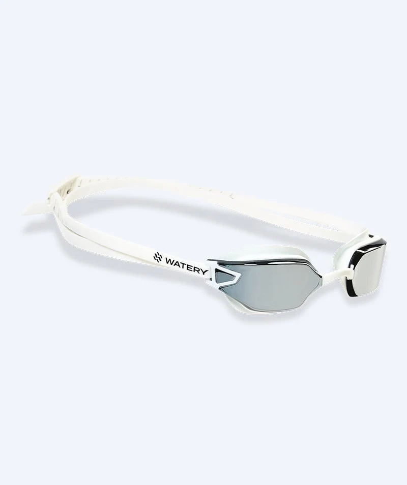 Watery Wettkampf Schwimmbrille für Kinder - Power Lane - Weiß/Silber