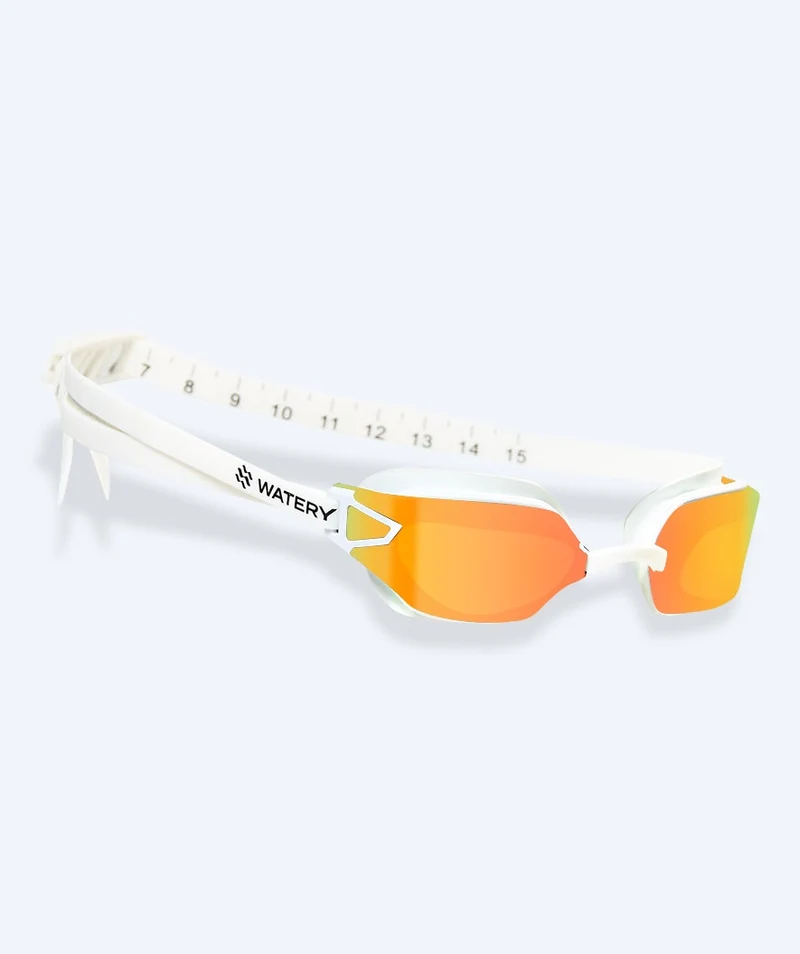 Watery Wettkampf Schwimmbrille für Kinder - Power Lane - Weiß/Gold