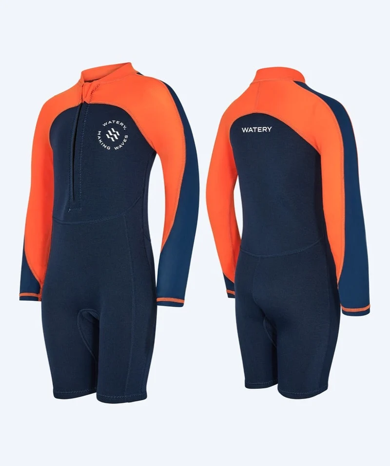 Watery UV Neoprenanzug für Kinder - Calypso Langarm - Orange/Blau