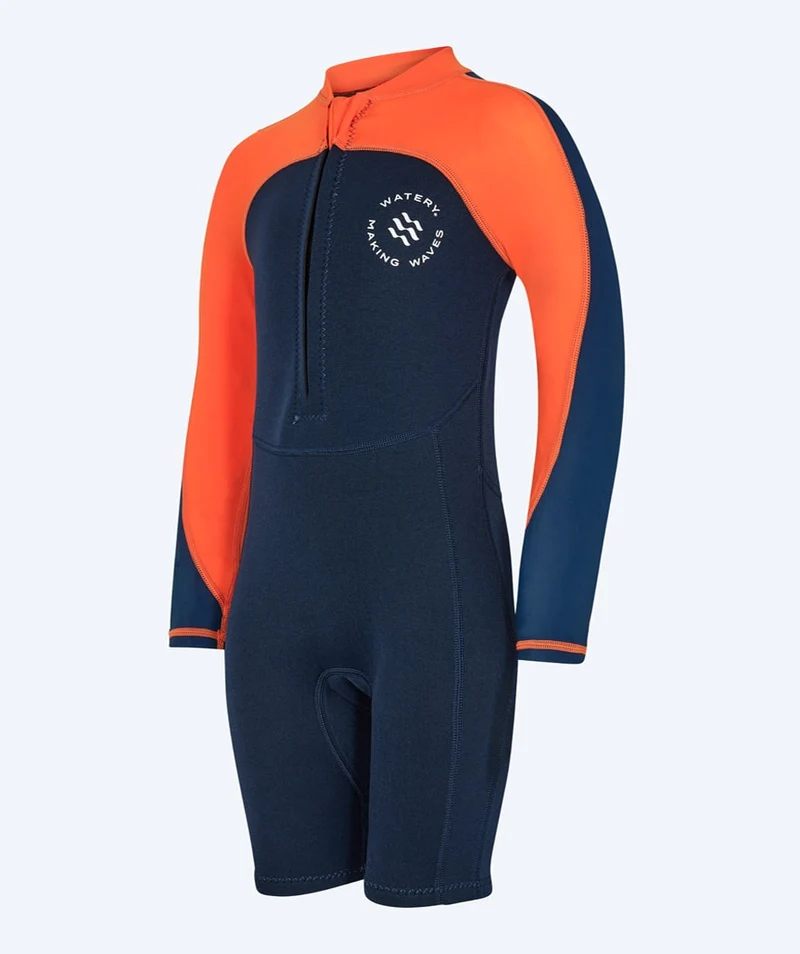 Watery UV Neoprenanzug für Kinder - Calypso Langarm - Orange/Blau