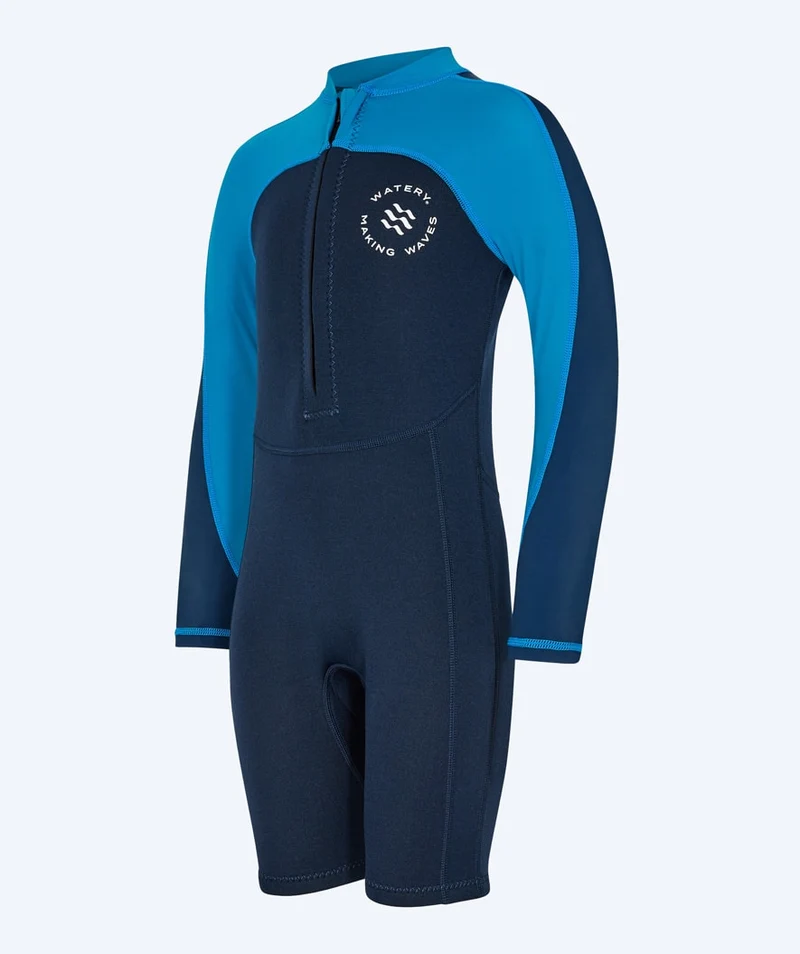 Watery UV Neoprenanzug für Kinder - Calypso Langarm - Blau/Dunkelblau