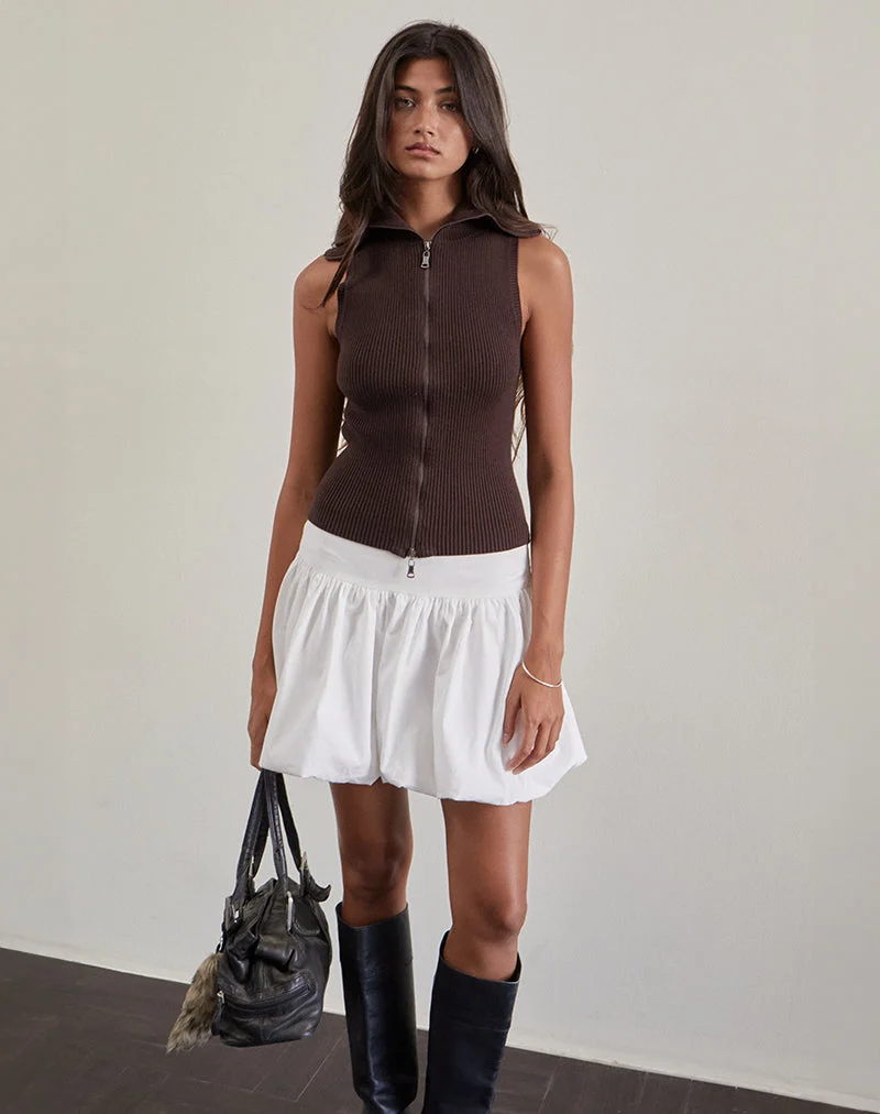 Tarni Highneck Fold Over Tank Top in Braun