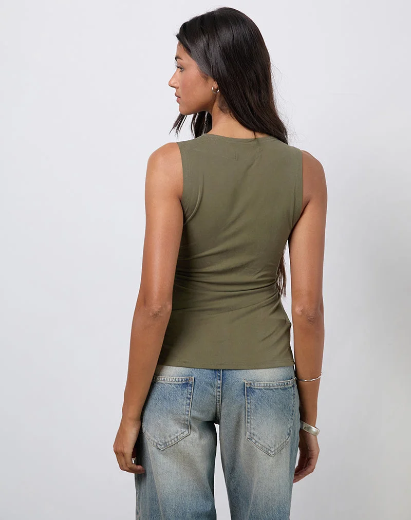 Arlys Oberteil mit Twist-Detail aus Cupro Khaki