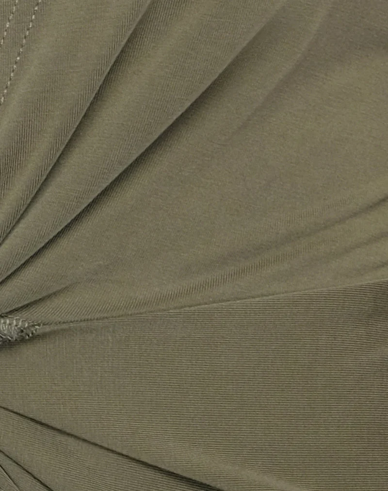 Arlys Oberteil mit Twist-Detail aus Cupro Khaki