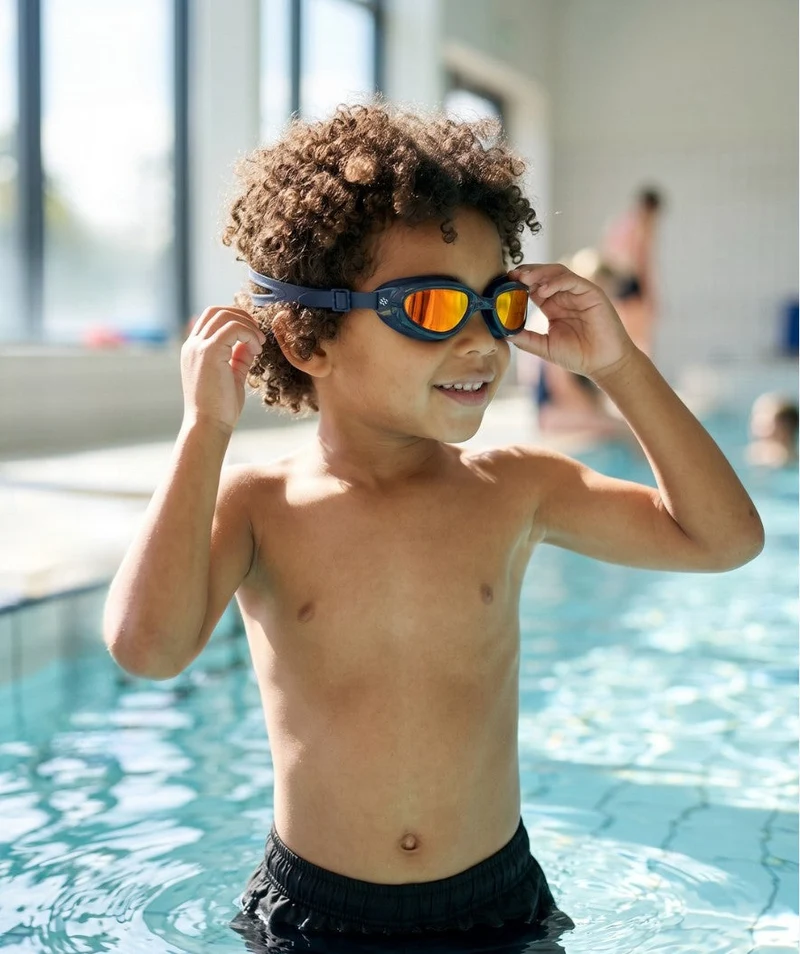 Watery Schwimmbrille für Kinder - Wade Mirror - Dunkelblau/Gold