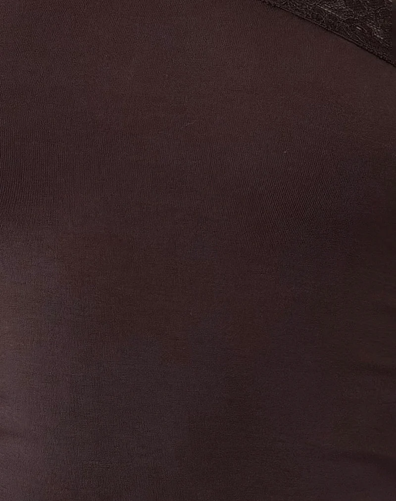 Cordia One Shoulder Top in Bitterschokolade
