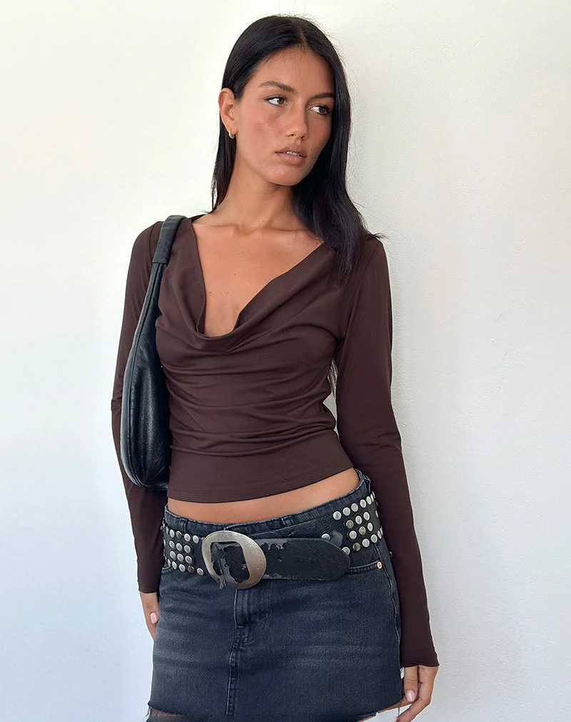 Renice Cowl Langarm-Top in Bitter Chocolate