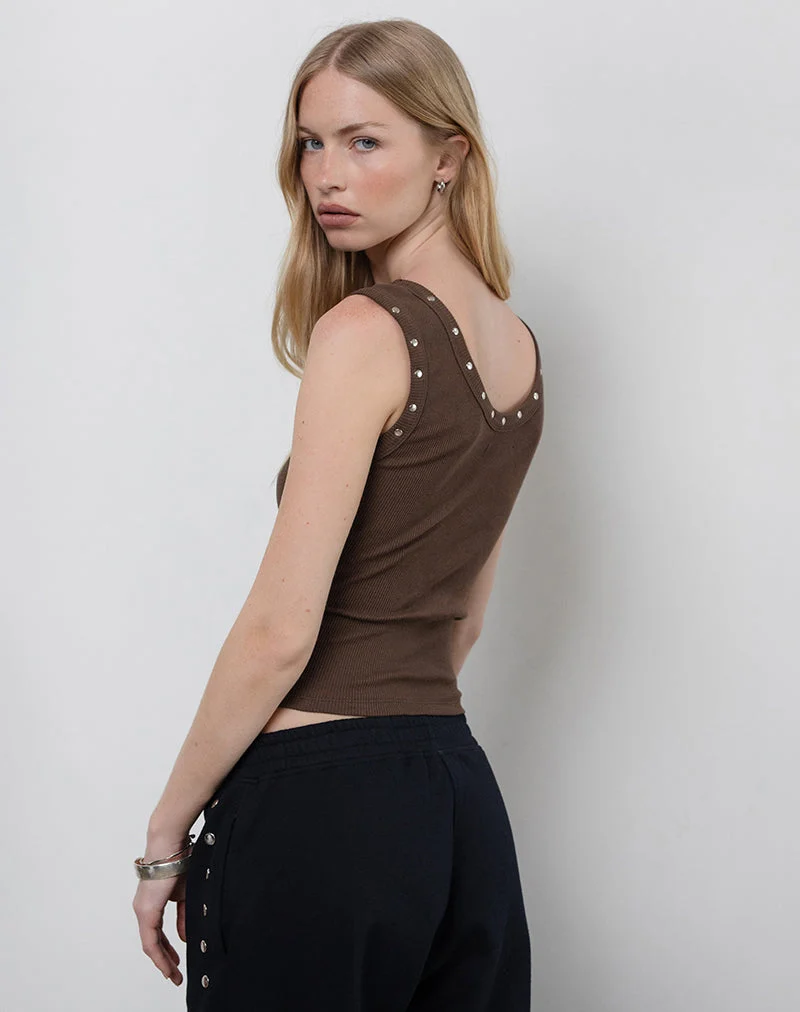 Daxio Vest Top in Kakao American Dream mit Nieten