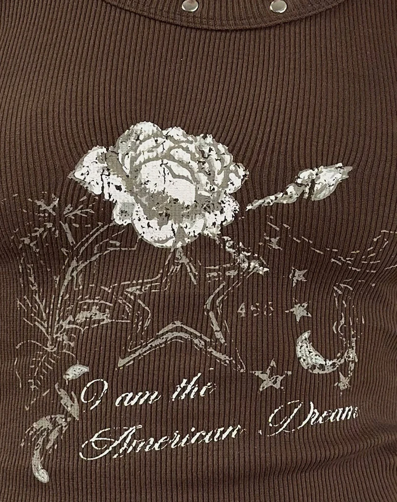 Daxio Vest Top in Kakao American Dream mit Nieten