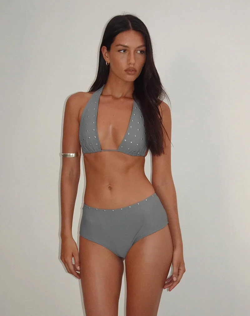 Kairi Bikini-Unterteil in Anthrazit mit Nieten