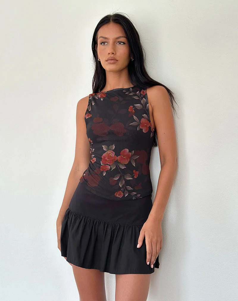 Dudley Vest Top in Watercolour Rose Schwarz