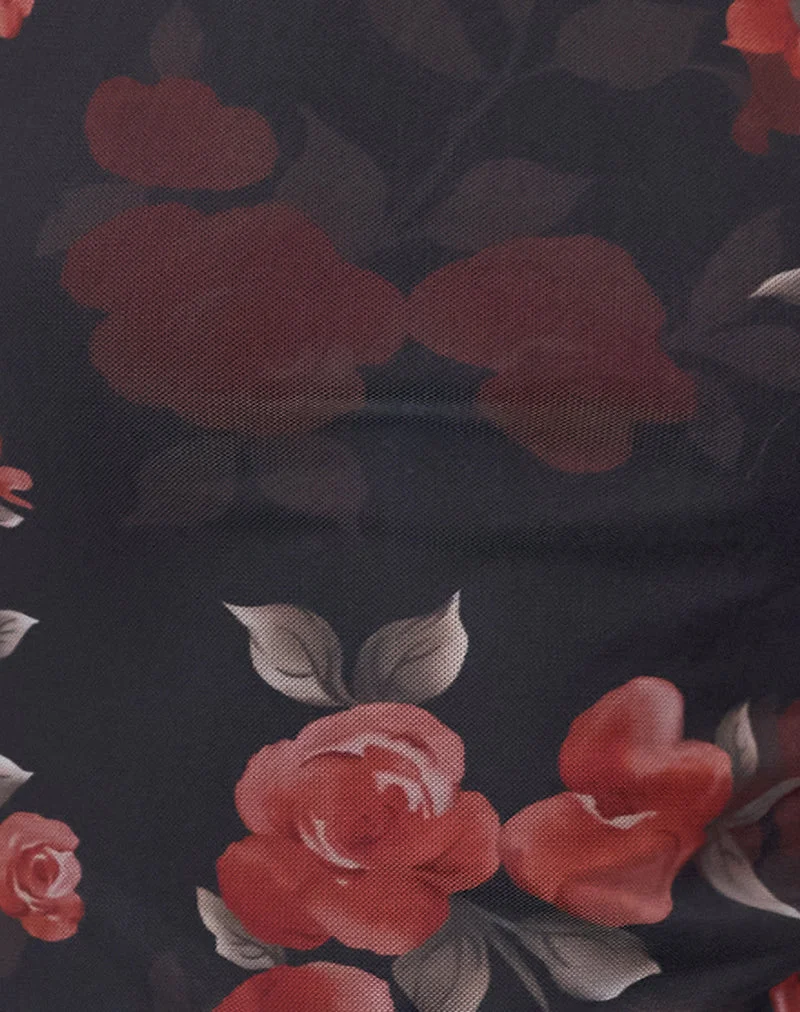 Dudley Vest Top in Watercolour Rose Schwarz