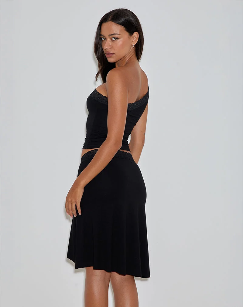 Cordia One Shoulder Top in Schwarz