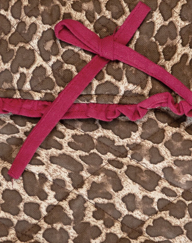 Faltbare Kosmetiktasche in Leopard mit roter Rüschenschleife