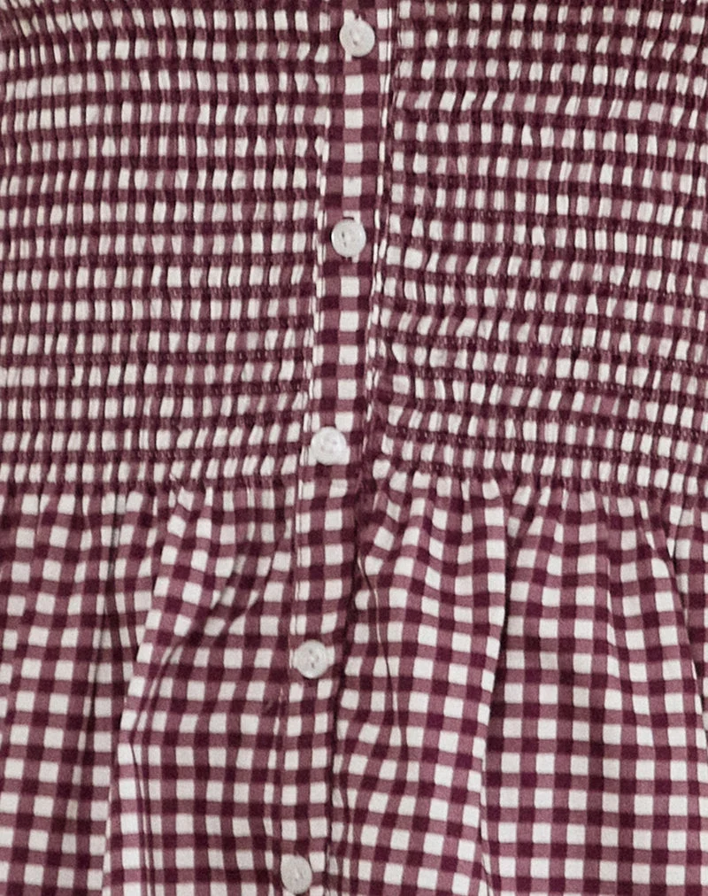 Soter Top in Mini Gingham Wein