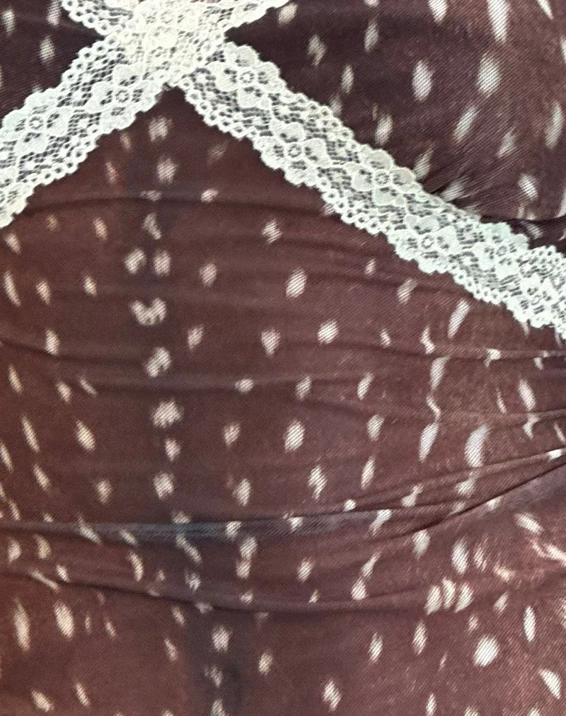 Alcesta Cami Top in Mesh Hirsch Druck Braun