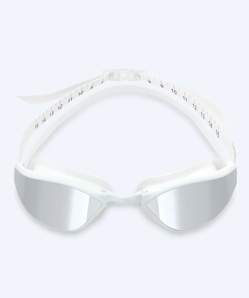 Watery Elite Schwimmbrillen - Storm Racer Mirror - Weiß/Silber