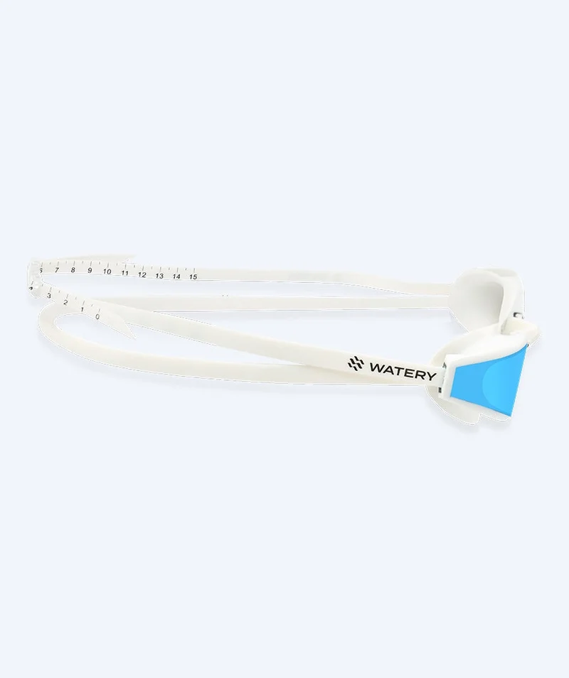 Watery Elite Schwimmbrillen - Storm Racer Mirror - Weiß/Blau
