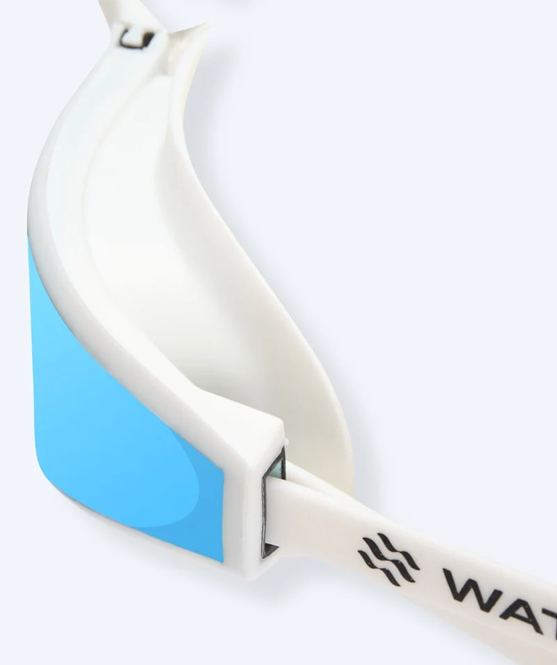 Watery Elite Schwimmbrillen - Storm Racer Mirror - Weiß/Blau