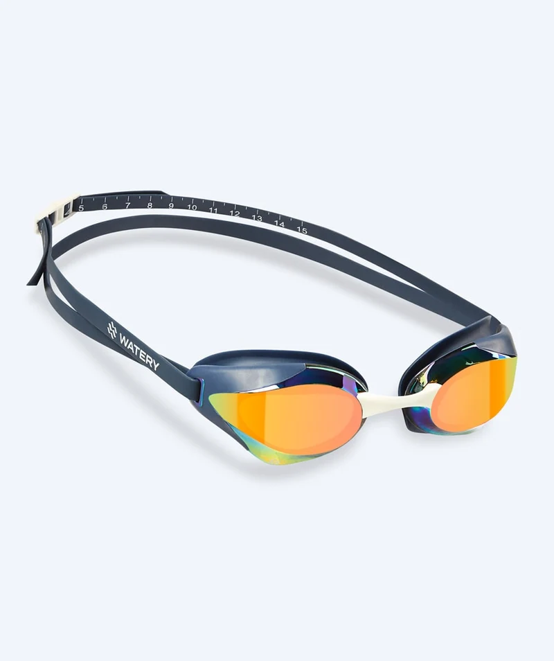 Watery Elite Schwimmbrillen - Poseidon Ultra Mirror - Dunkelblau/Gold