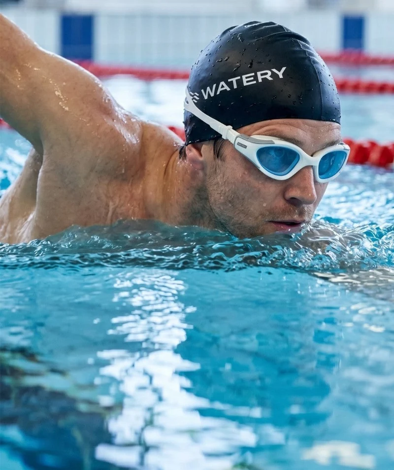 Watery Schwimmbrille für Freizeitschwimmer - Kelvin Active - Weiß/Hellblau