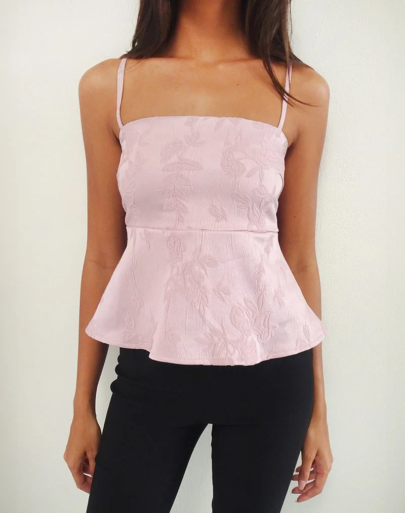 Amerta Cami Top aus Satin Jacquard Babyrosa