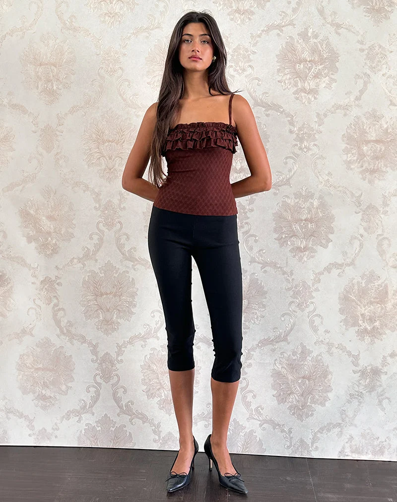 Wendy Rüschen-Cami-Top in Argyle Mesh Braun