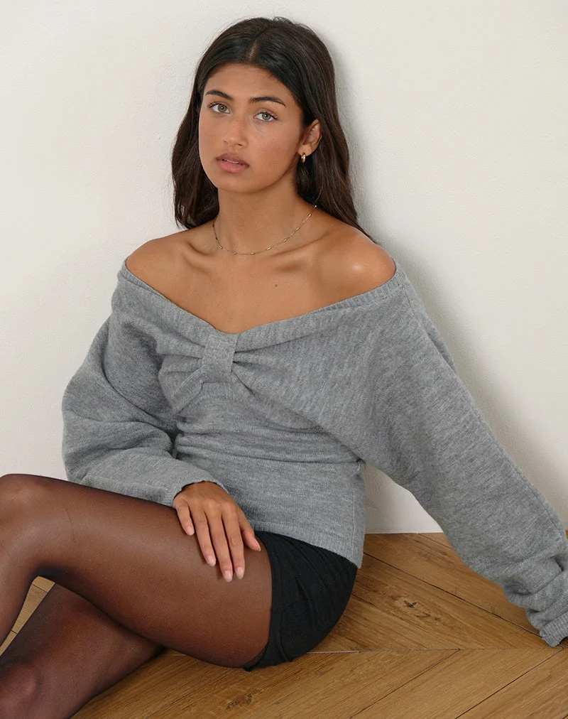 Sikuna Schleifen-Pullover in Grau