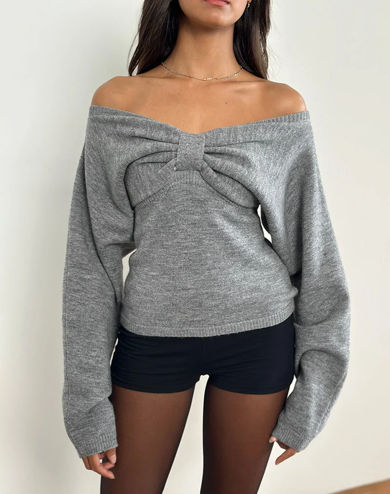 Sikuna Schleifen-Pullover in Grau