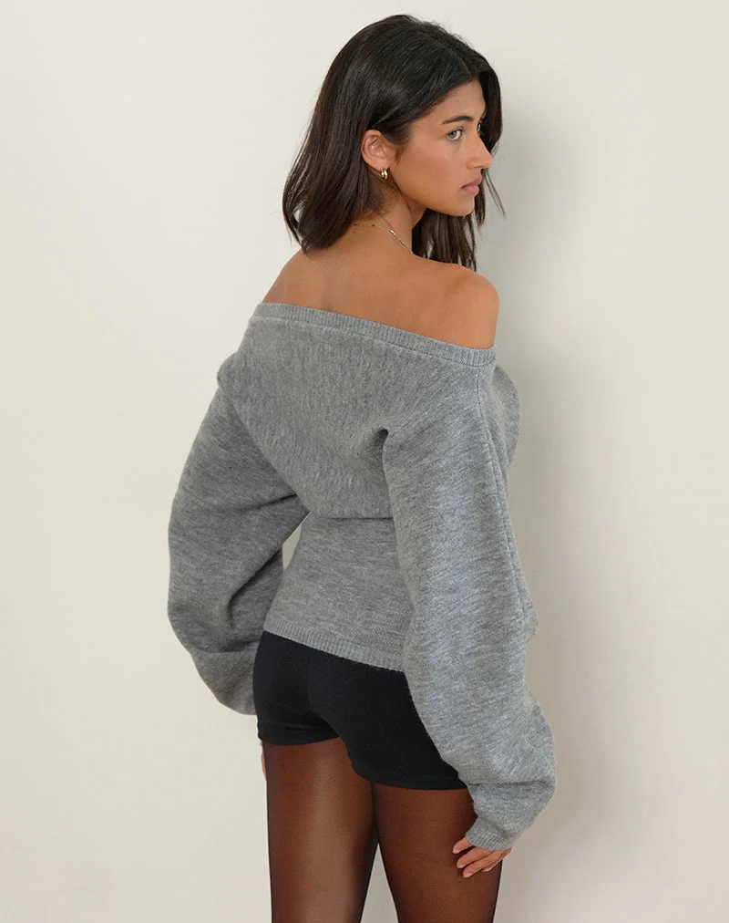Sikuna Schleifen-Pullover in Grau