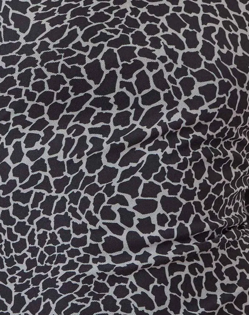 Sartika A Line Minikleid in Giraffe Schwarz und Creme