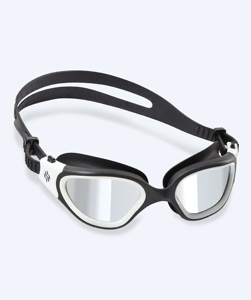 Watery Schwimmbrille für Freizeitschwimmer - Raven Mirror - Schwarz/Weiß