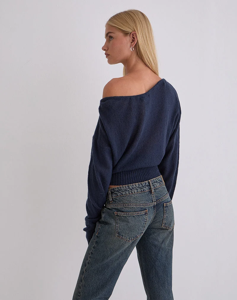 Suena Asymmetrischer Pullover in Marineblau
