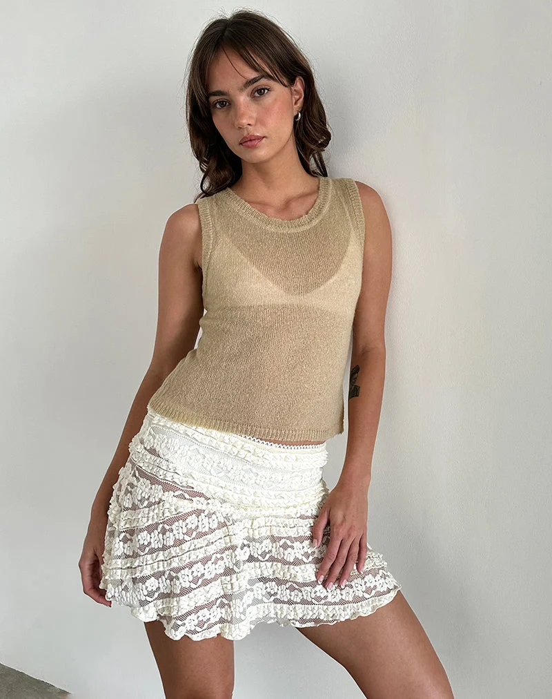 Salisha Tank Top aus natürlichem, transparentem Strick