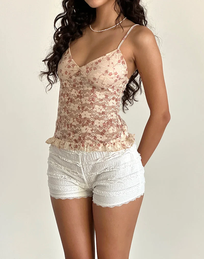 Rumaysa Cami Top aus schicker Spitze in Blütenrosa