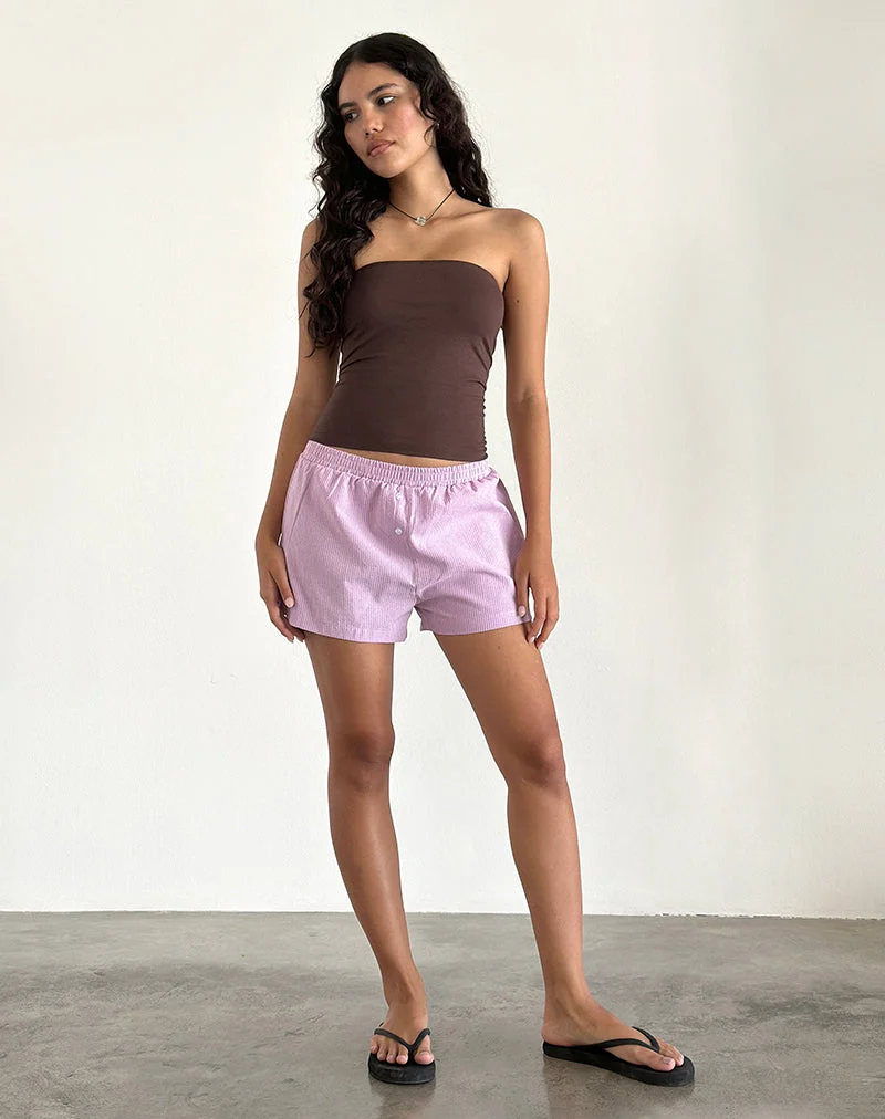 Voir Short aus Popeline rosa und lila gestreift