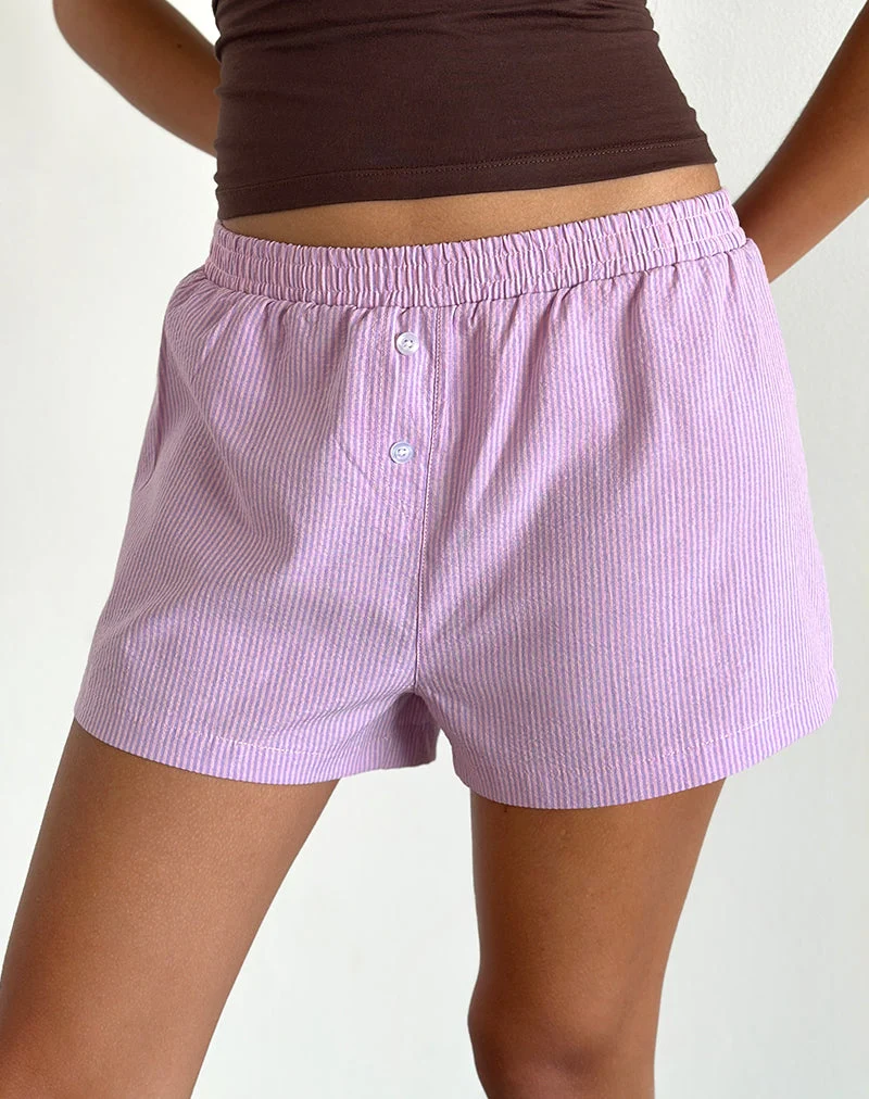 Voir Short aus Popeline rosa und lila gestreift