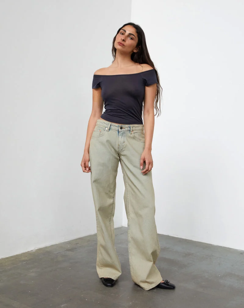 Geräumige Low Rise Jeans in Wüstensandwaschung