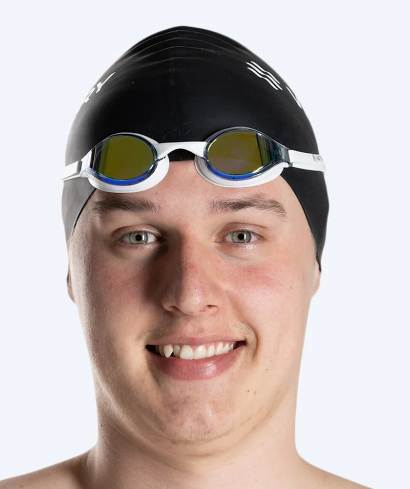 Watery Elite Schwimmbrillen - Poseidon Mirror - Weiß/Gold