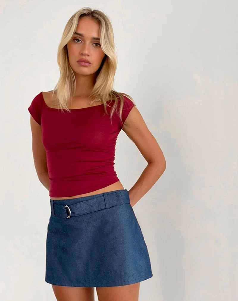 Marine Rock mit Gürtel aus Denim Chambray Indigo