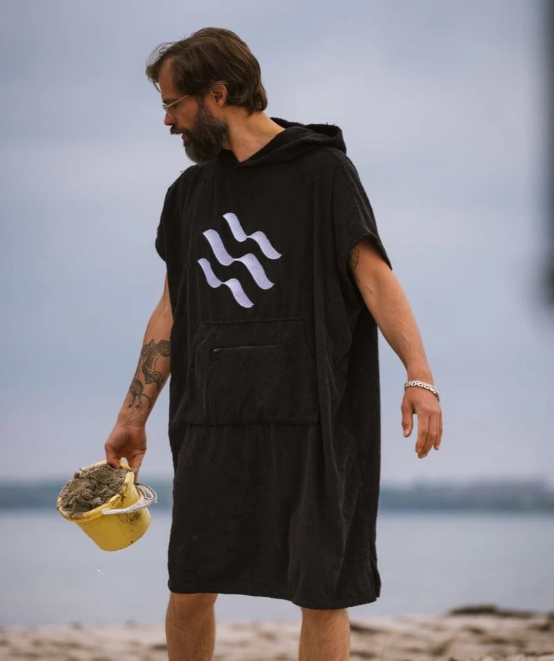 Watery Badeponcho für Erwachsene - Baumwolle - Grau