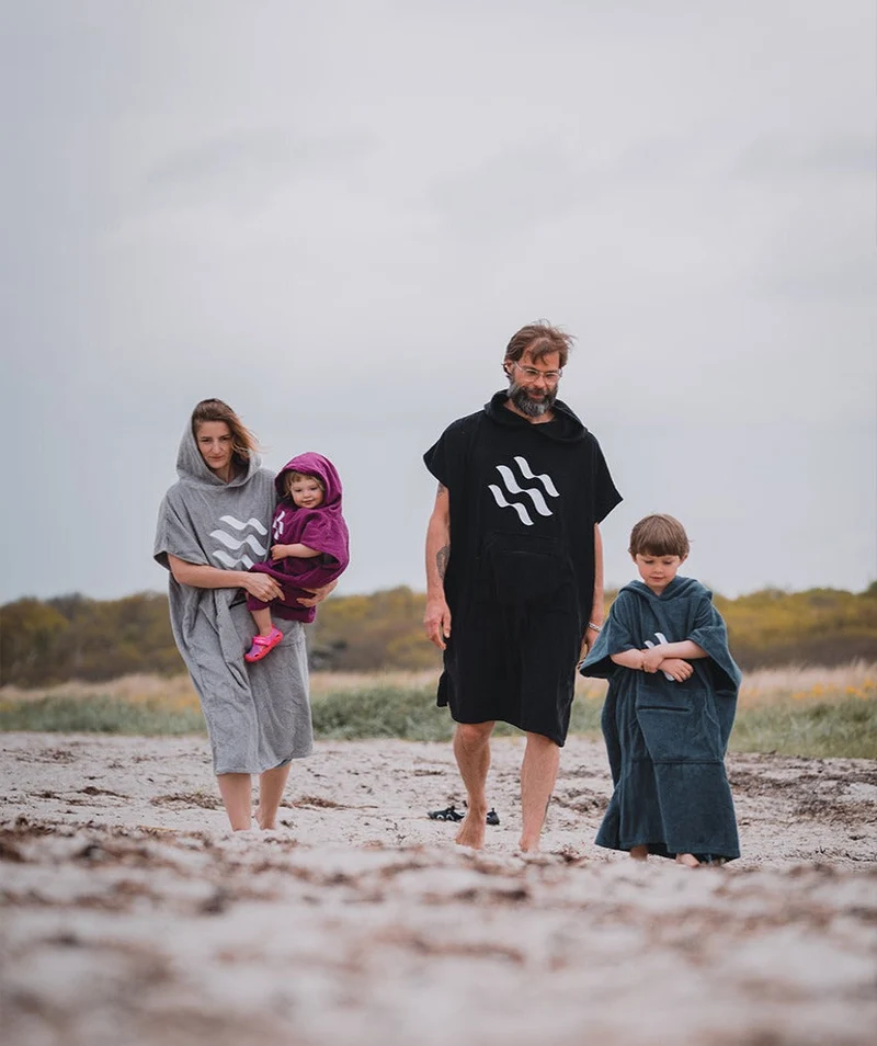 Watery Badeponcho für Erwachsene - Baumwolle - Grau