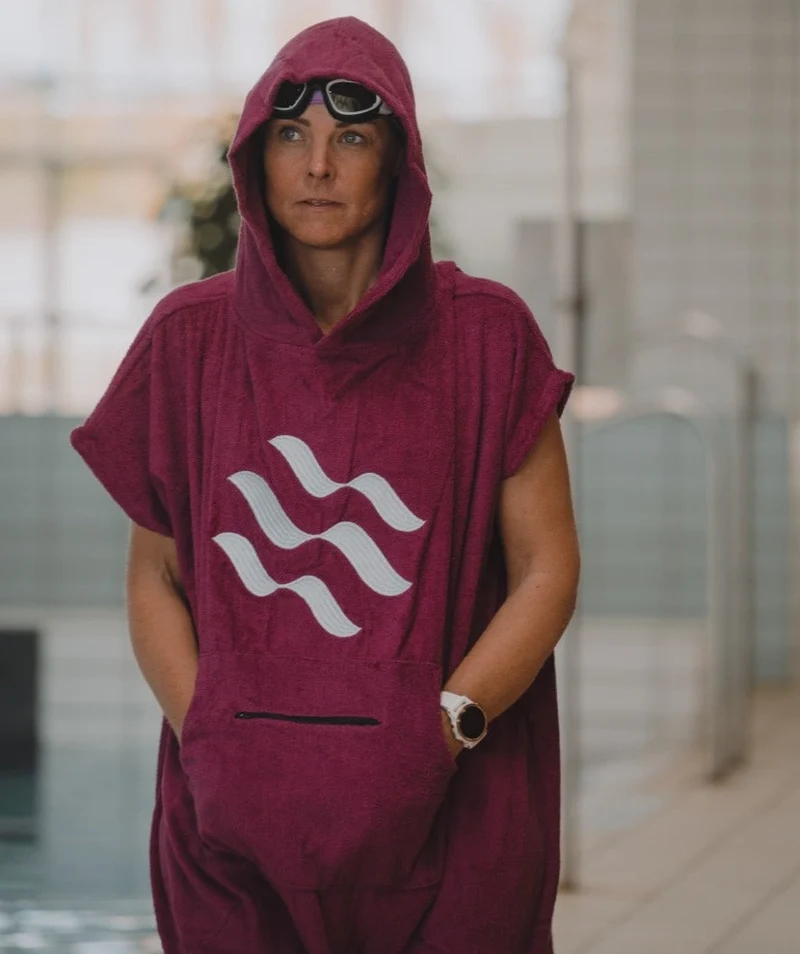 Watery Badeponcho für Erwachsene - Baumwolle - Dunkelblau