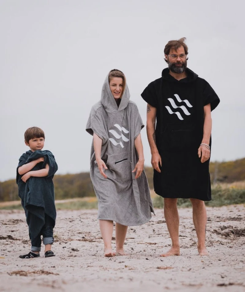 Watery Badeponcho für Erwachsene - Baumwolle - Dunkelblau