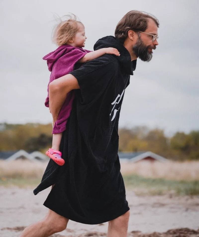 Watery Badeponcho für Erwachsene - Baumwolle - Dunkelblau