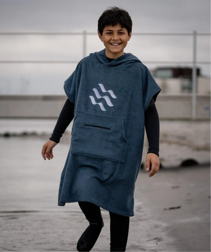 Watery Badeponcho für Junioren (6-15) - Baumwolle - Dunkelblau
